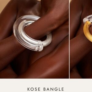 Kose Bangle Set in Clear and Silver, Acrylic